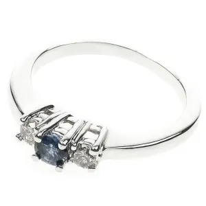 0.50 CT Round Cut Diamonds & Blue Sapphires - Three Stone Ring