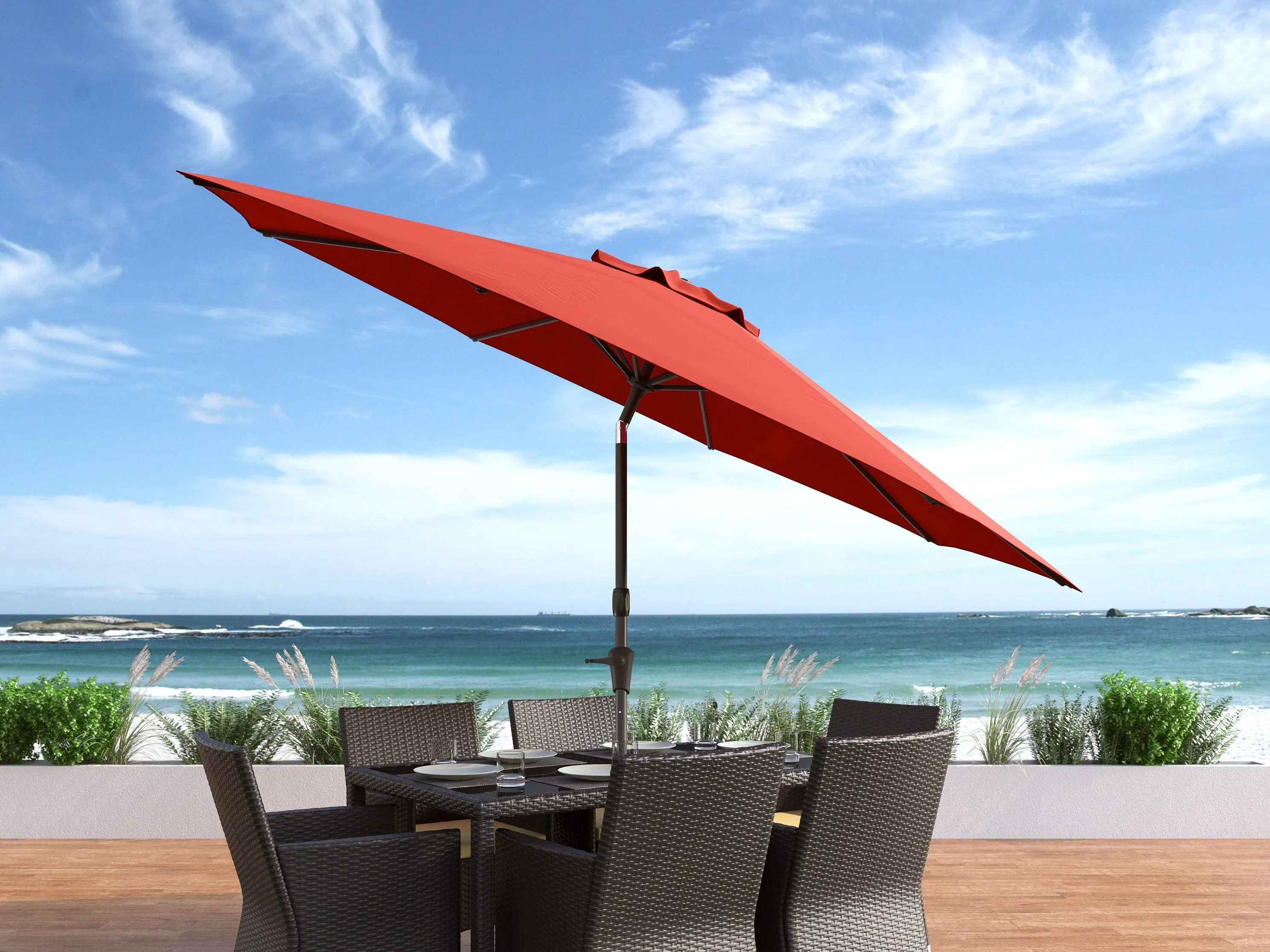 10ft Wind Resistant Crimson Red Patio Umbrella