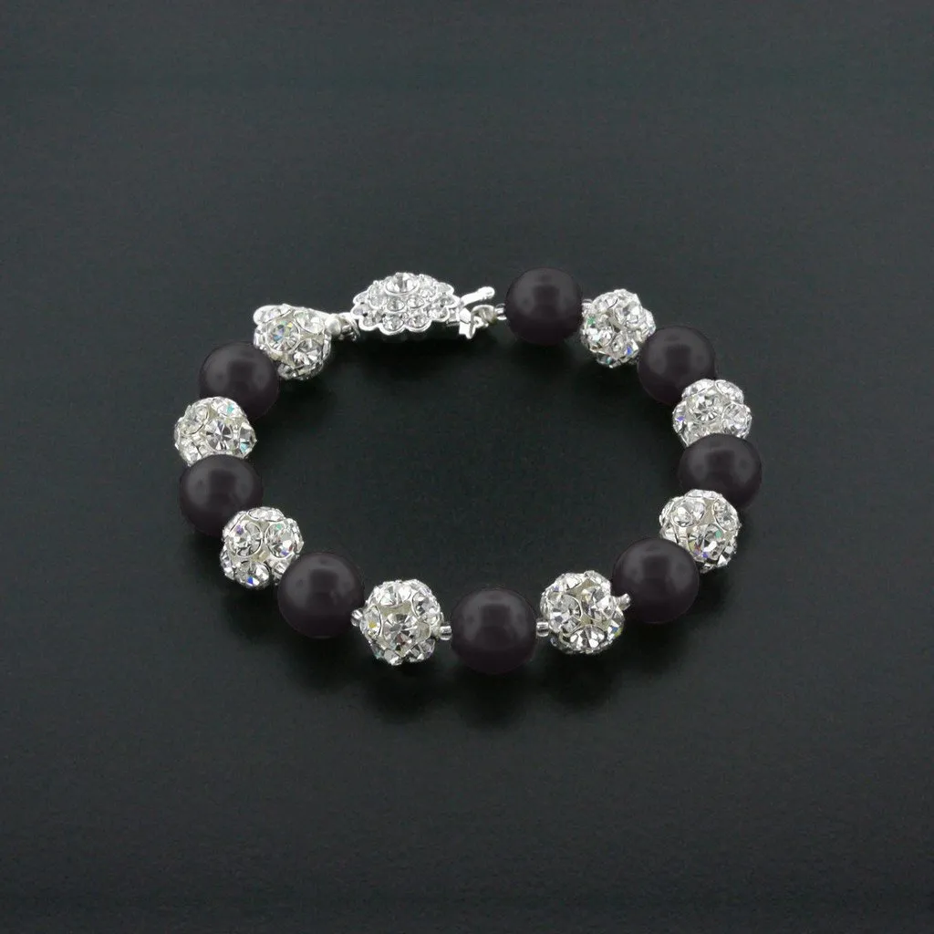 10mm Pearl & Rhinestone Bead Bracelet