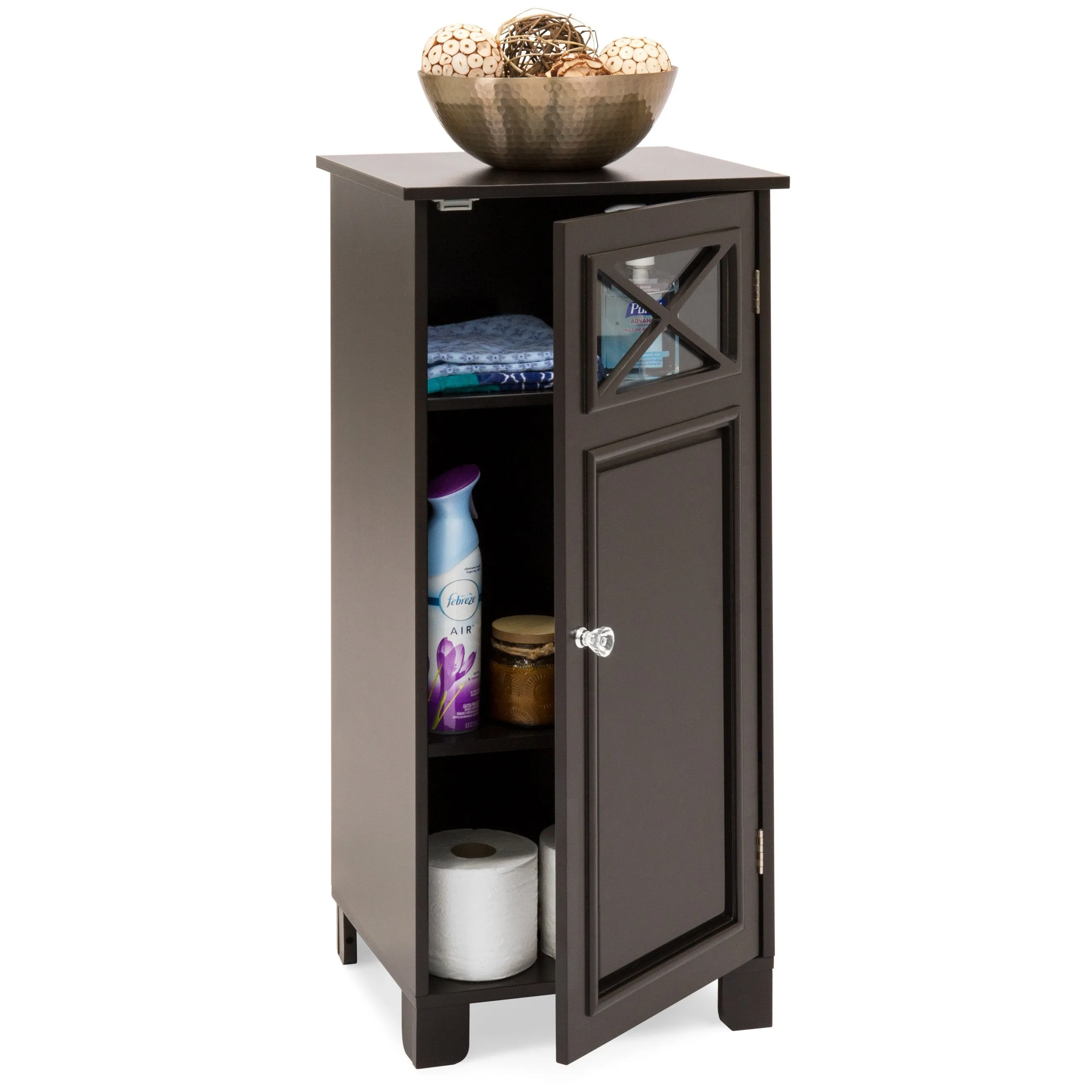 3-Tier Classic Wooden Floor Cabinet w/ Door