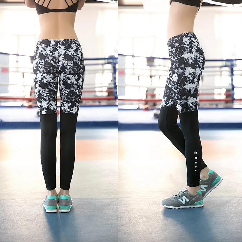 Abstract Half Printed Compression Leggings