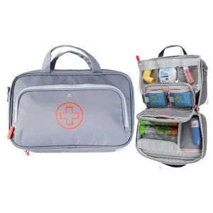 Allermate Parker Deluxe Travel Medicine Bag, Large, 10.5" x 6.5" x 3.5" Gray