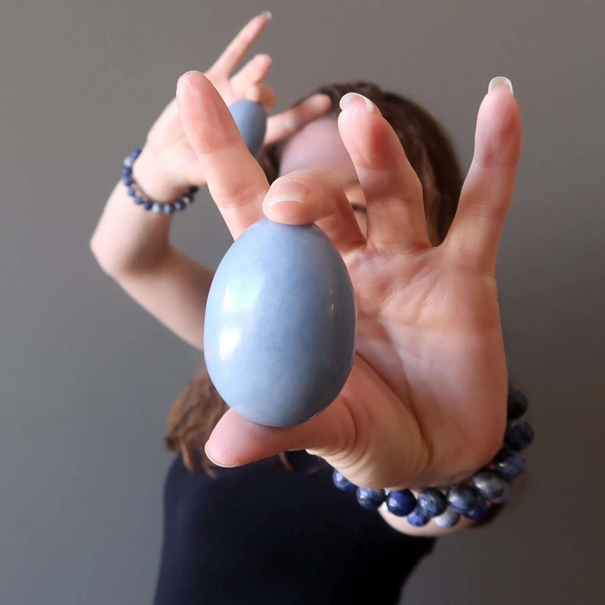 Angelite Egg Blue Celestial Guardian Gemstone