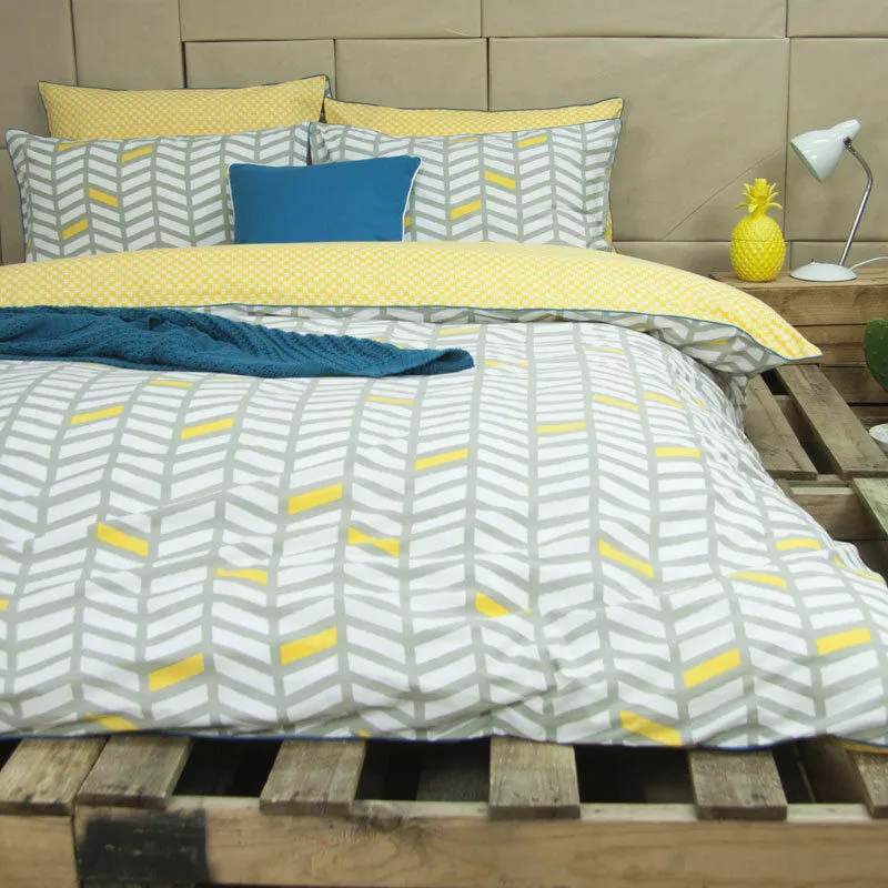 Banyan Grey/ Yellow Quilt Cover Set by Ardor