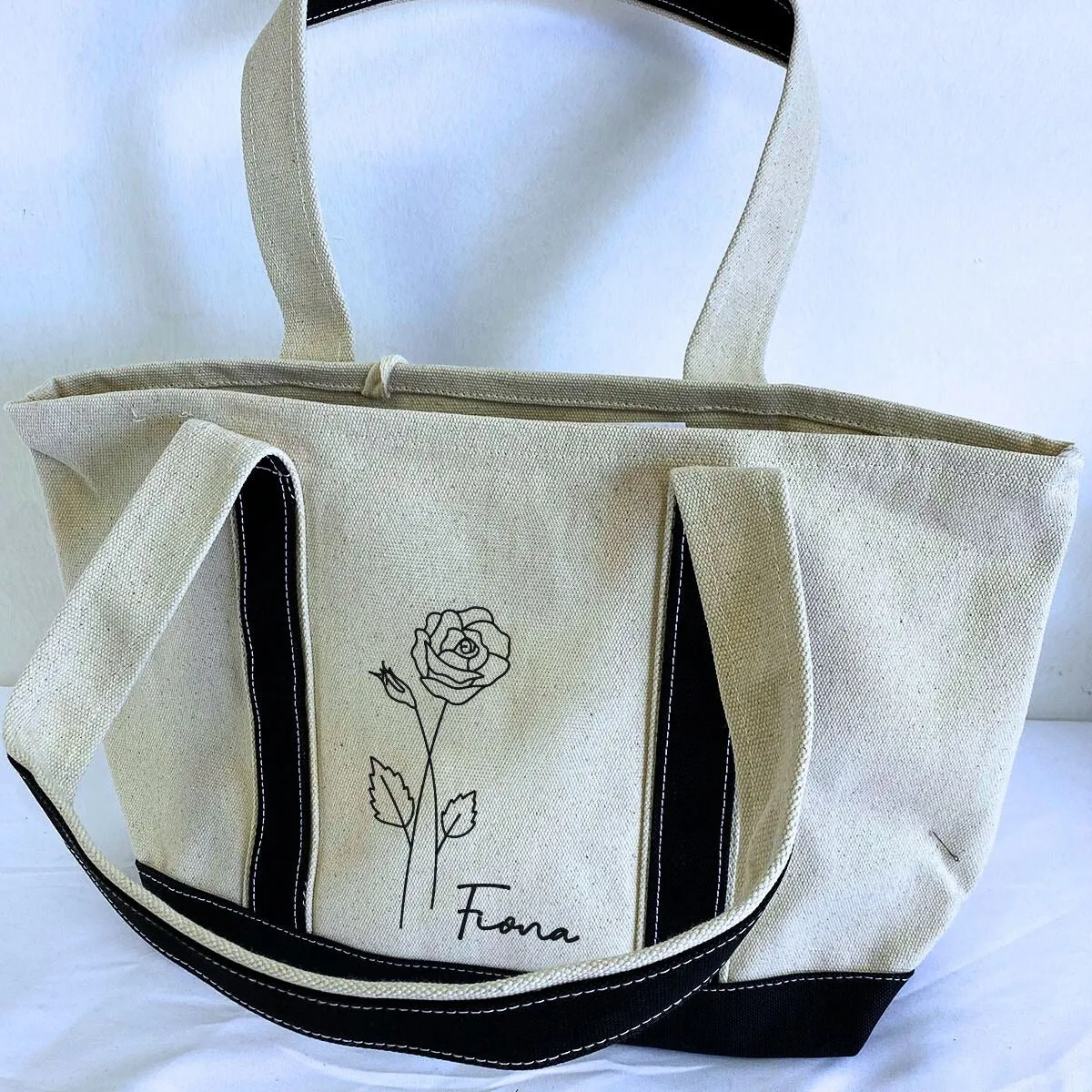 Birth Month Flower Custom Embroidered Tote Bag, Bachelorette Party, Bridesmaid Gifts