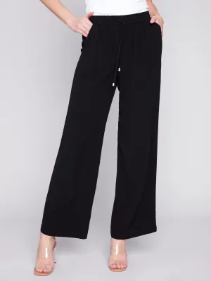 Black Satin Wide Leg Pant