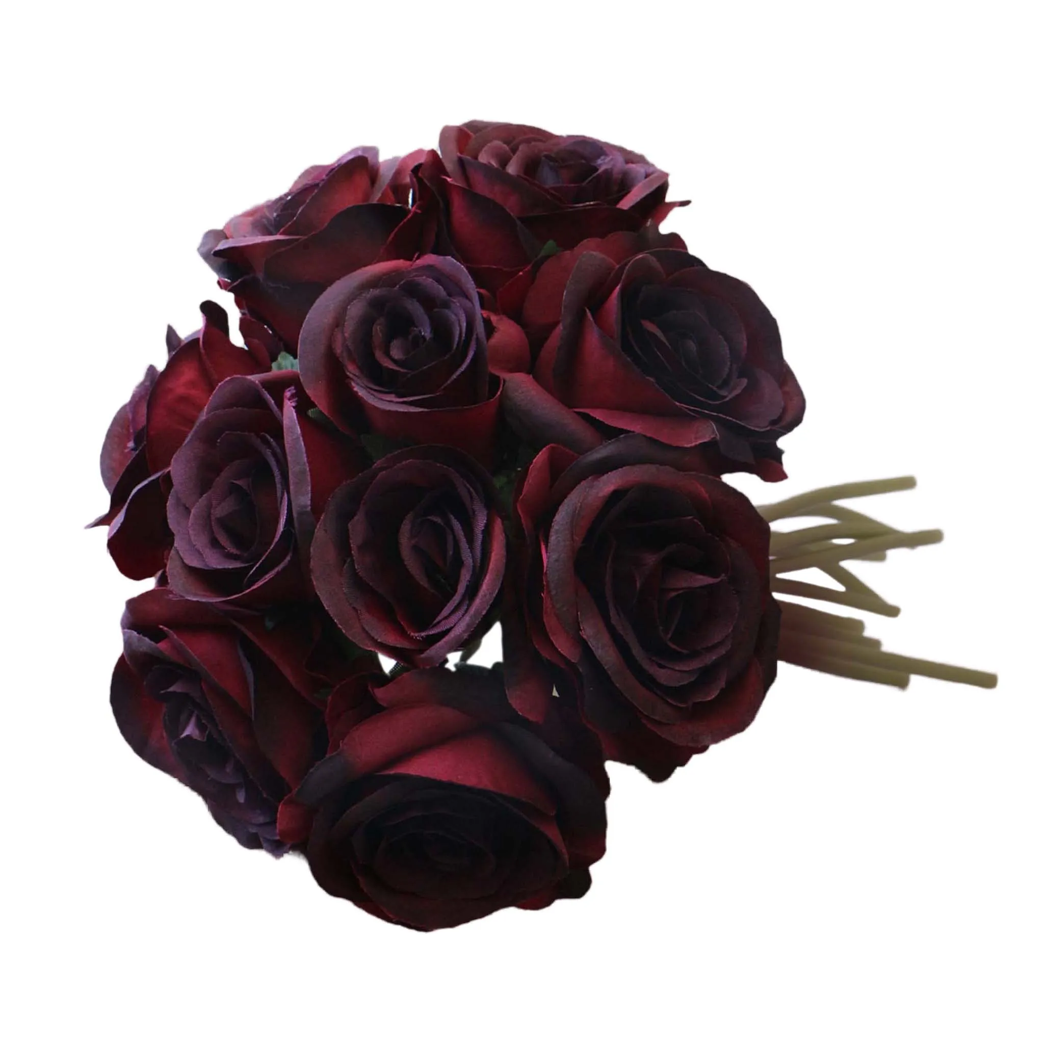 Burgundy Roses Bouquet Artificial Wedding Flowers