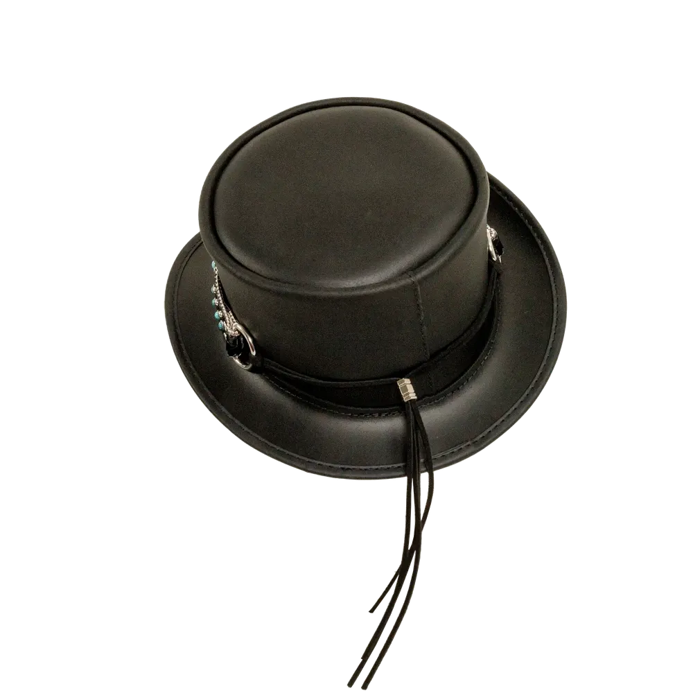 Chopper | Womens Black Leather Top Hat