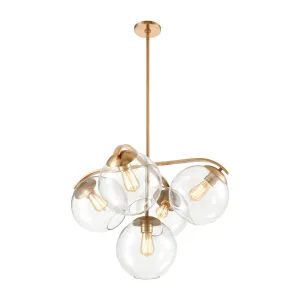 Collective 28" 5 Light Chandelier in Satin Brass