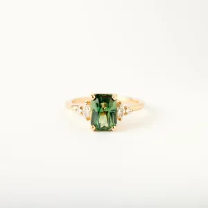 Desi Ring - 2.06 Carat Light Green-Teal Radiant Sapphire