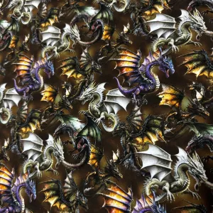 Dragon Toss on Polyester/Spandex Jersey Fabric