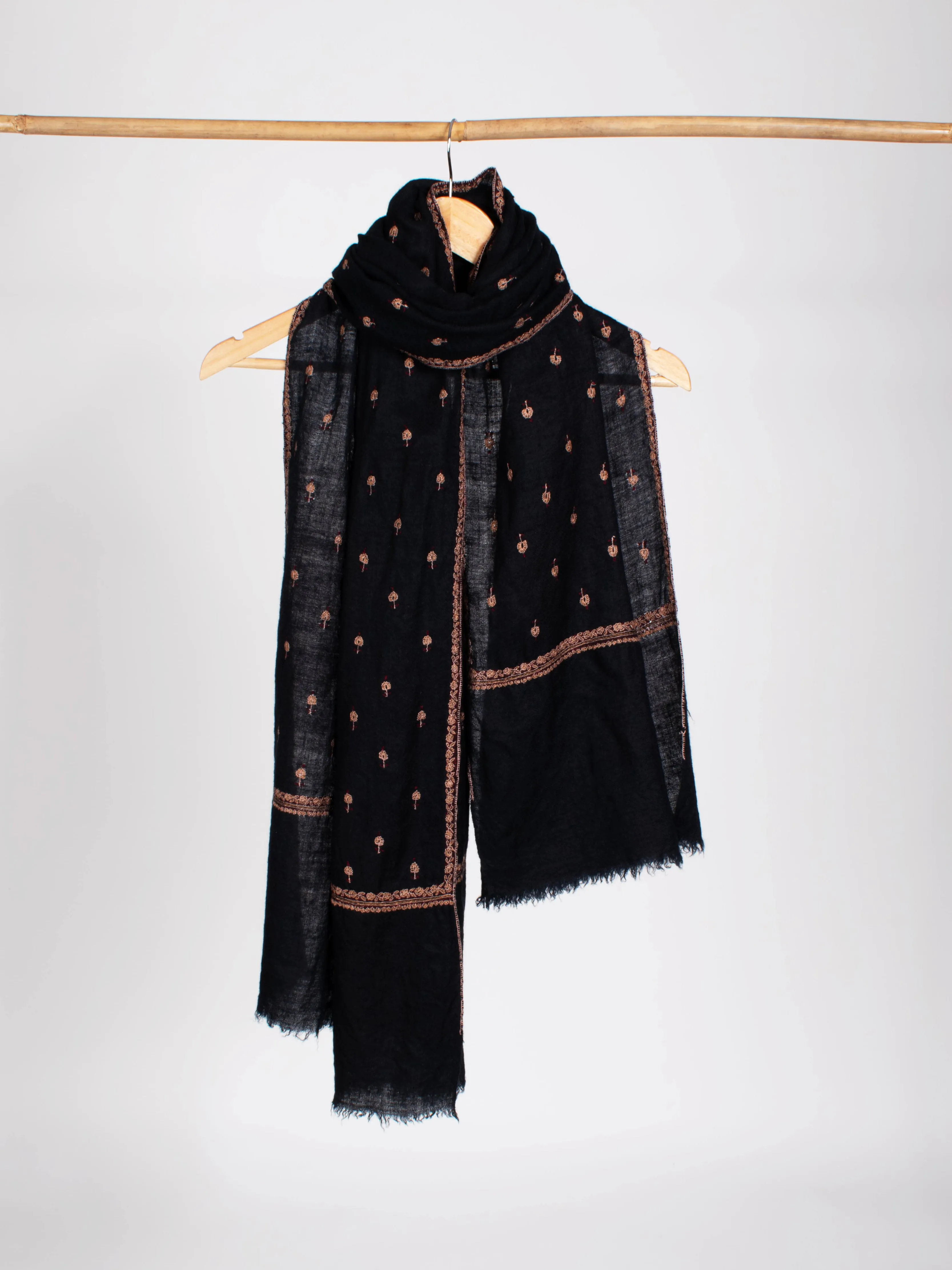 Evergreen Buteh Embroidered Soft Cashmere Gift Scarf