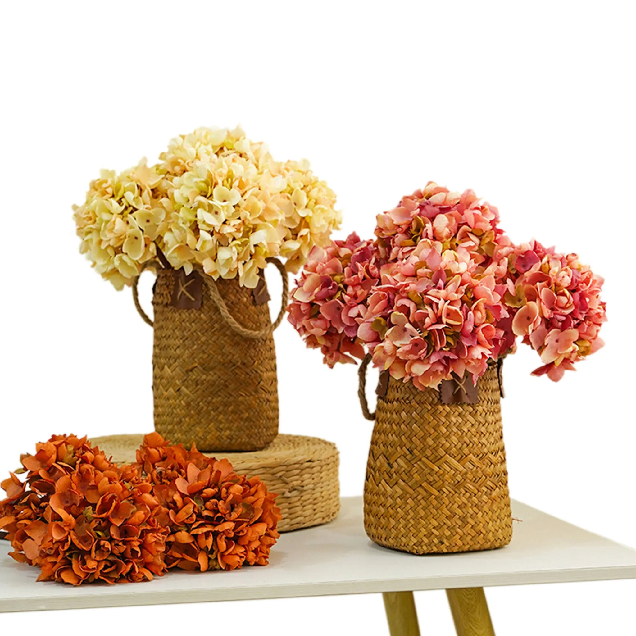 Fall Colors Hydrangea Faux Flowers Home Decor