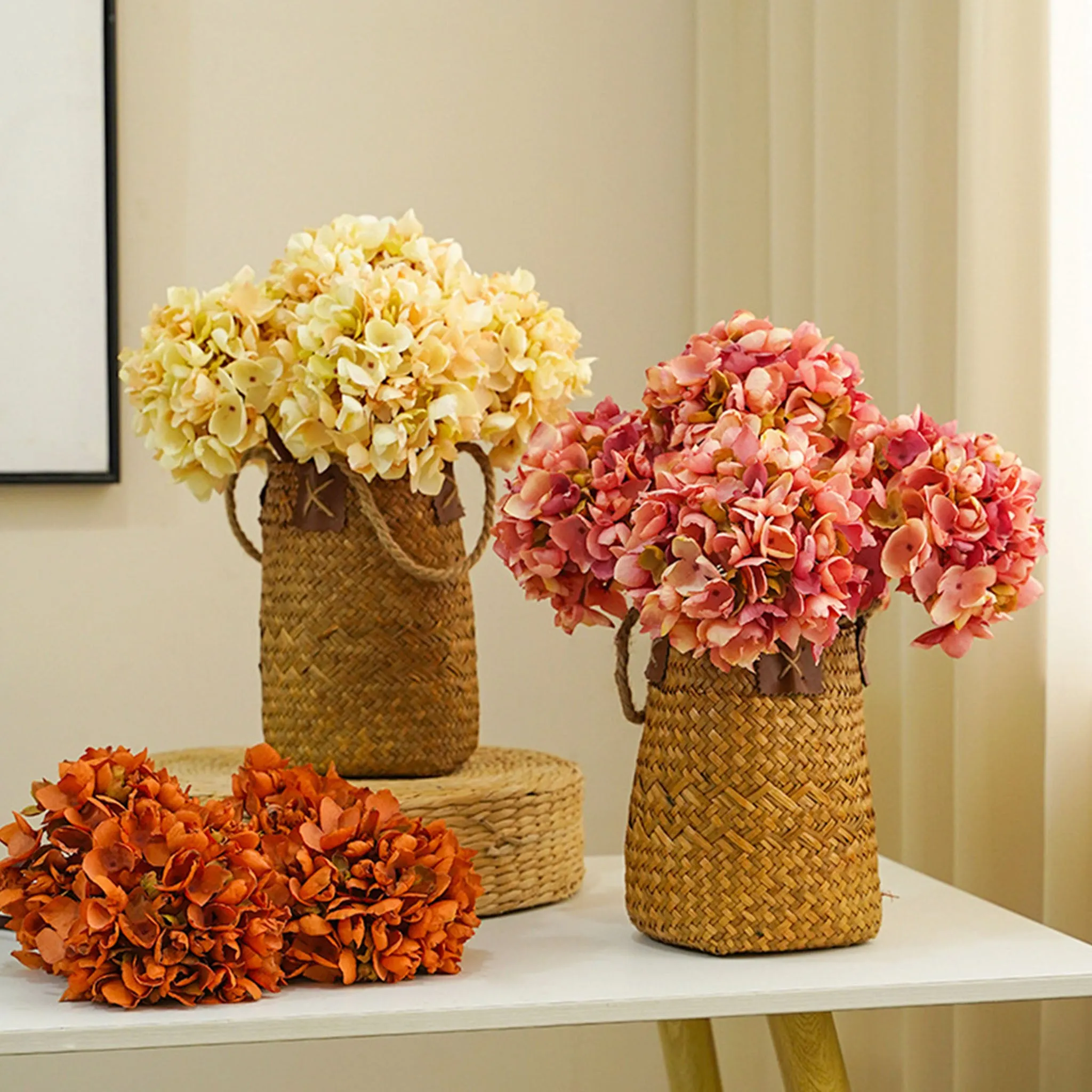 Fall Colors Hydrangea Faux Flowers Home Decor