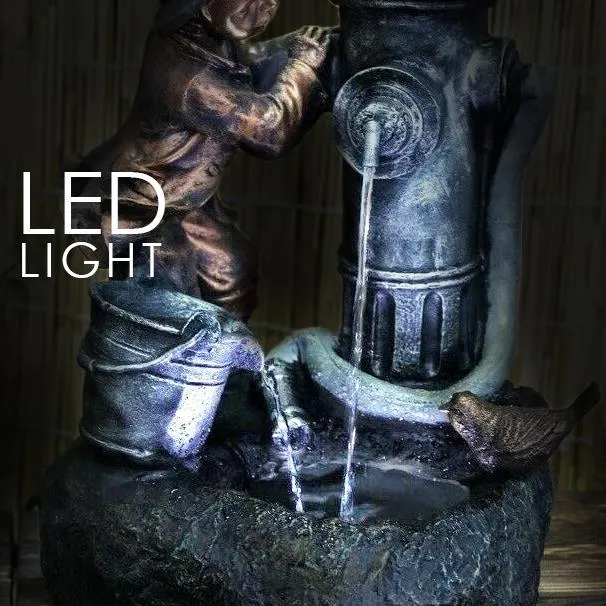 Fire Hydrant Water Feature Outdoor With LED