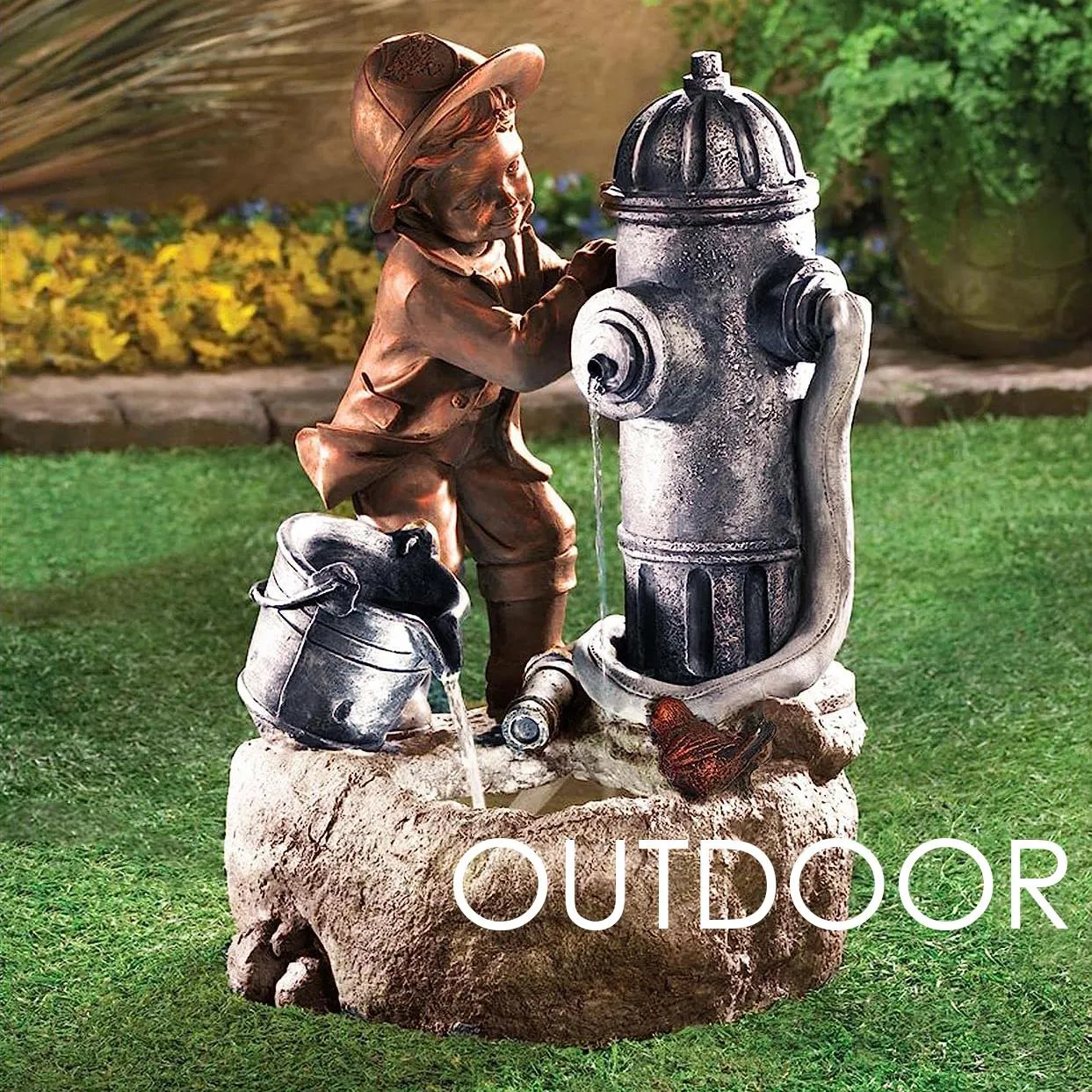 Fire Hydrant Water Feature Outdoor With LED