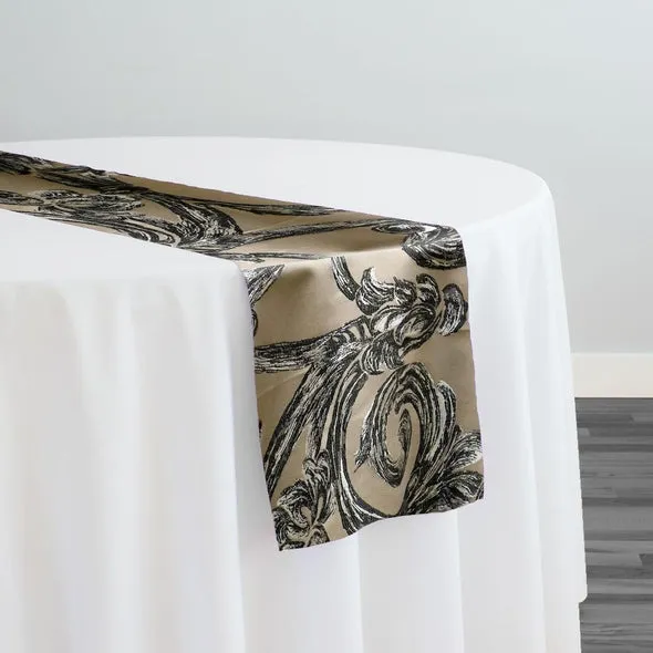 Florence Jacquard Table Runner in Black and Grey