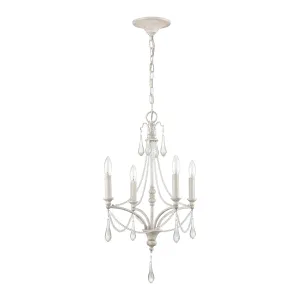 French Parlor 16" 4 Light Chandelier in Vintage White