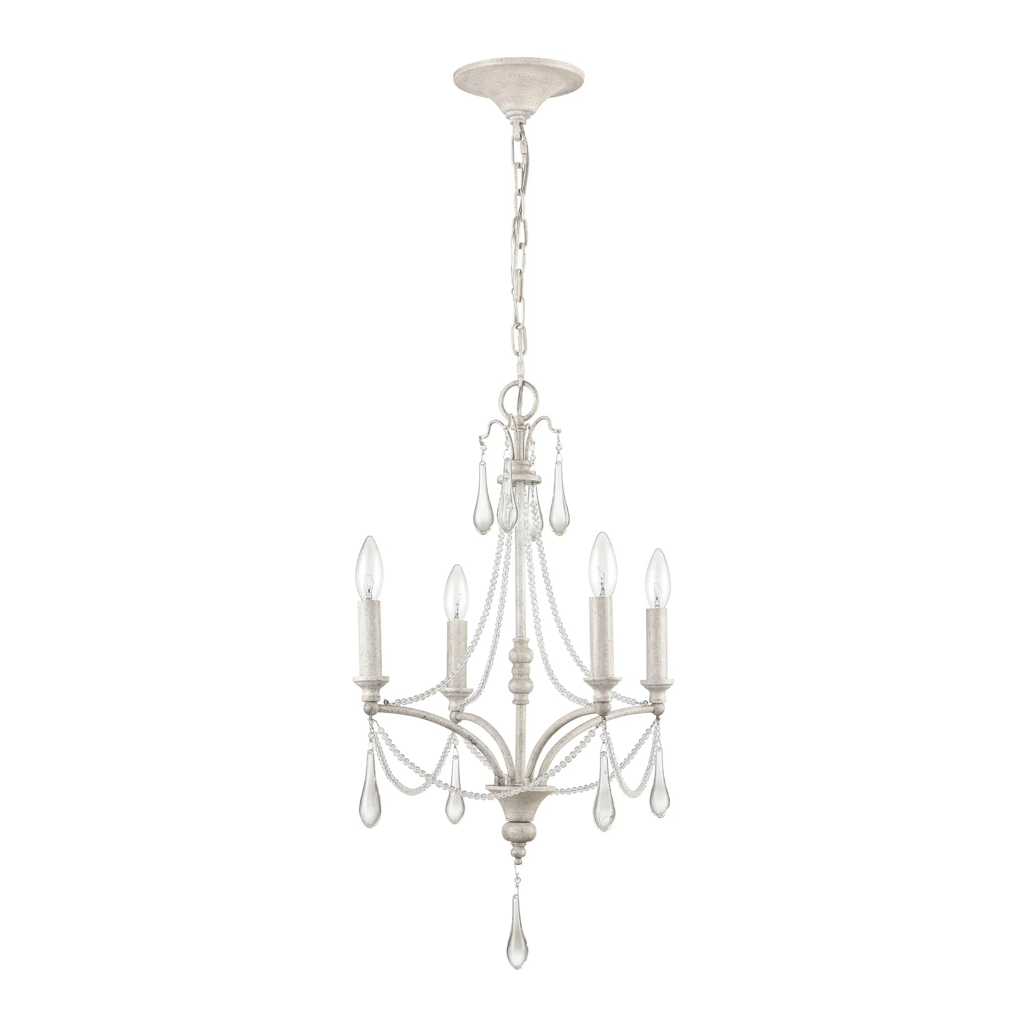 French Parlor 16" 4 Light Chandelier in Vintage White