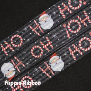 Ho Ho Ho Ribbon - 1 inch Grosgrain