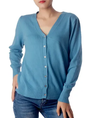 iB-iP Women's Fashion Button V-neck Sweater Ladys Lightweight Cardigan