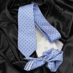 Kovove Cyan Checkered Necktie and Pocket Square Gift Box