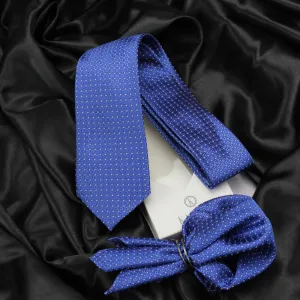 Kovove Graceful Blue Checkered Necktie and Pocket Square Gift Box