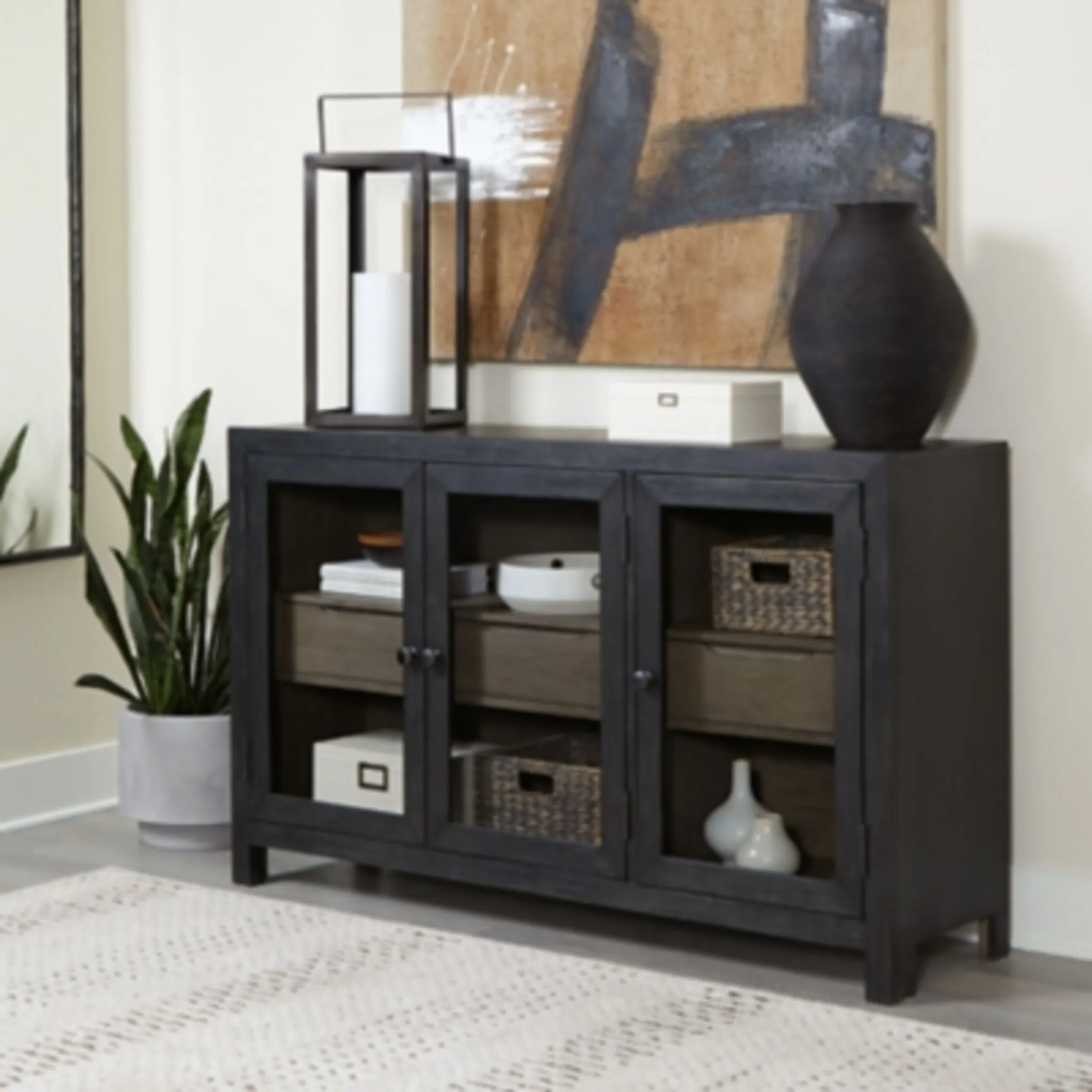 Lenston Accent Cabinet - Black/Gray