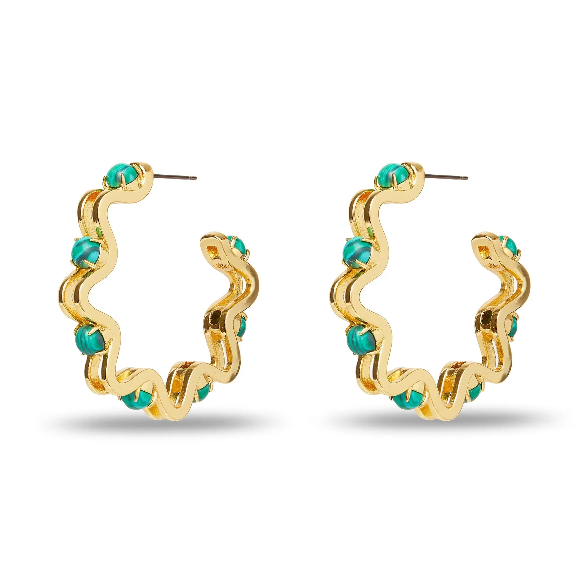 MALACHITE CATERPILLAR HOOP EARRINGS