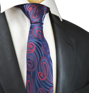 Navy Red Wild Paisley Design Tie