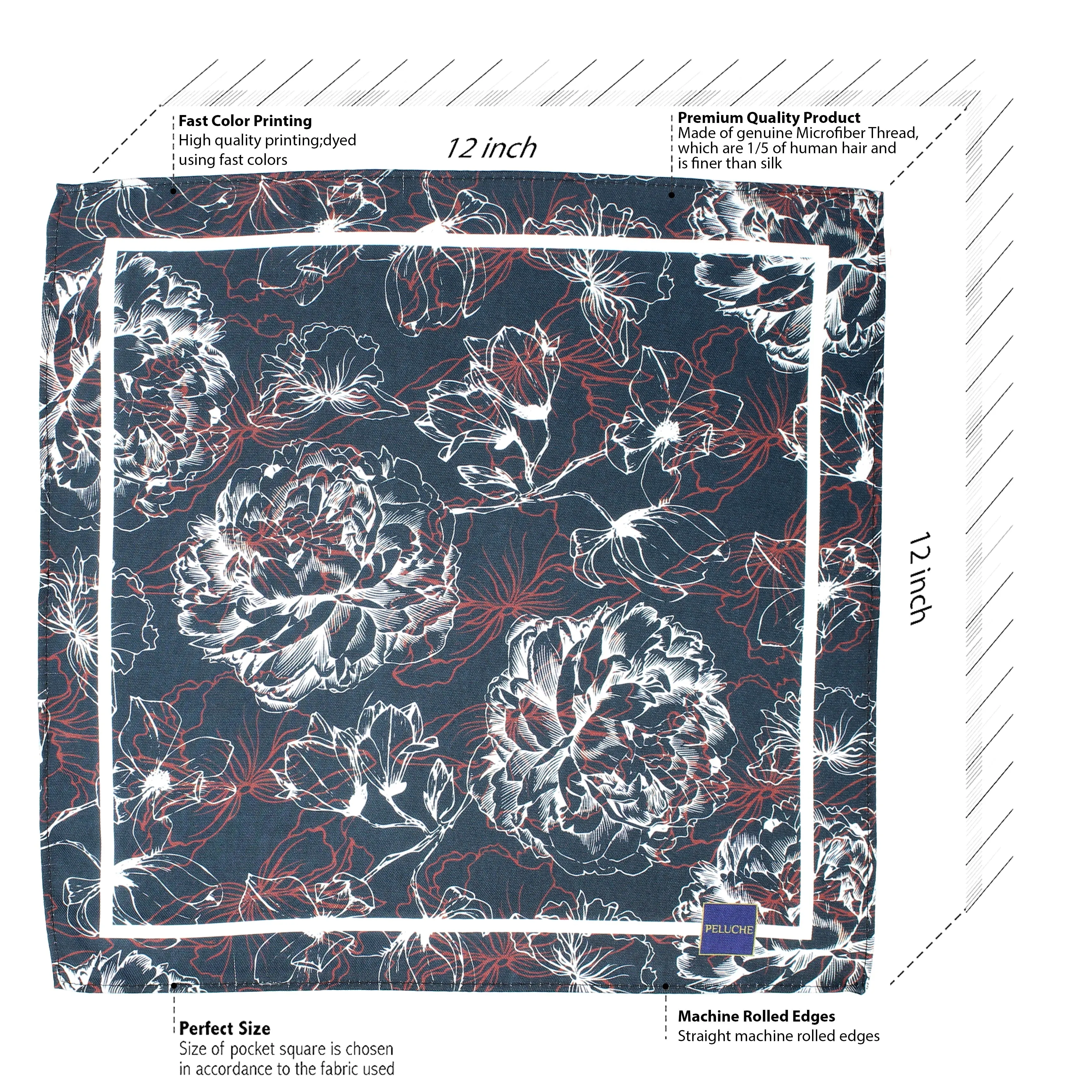 Peluche Floral Abstract Pocket Square For Men