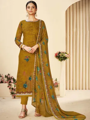 Printed Cotton Unstitched Suit With Chiffon Dupatta