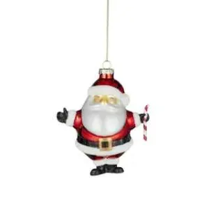 Red Santa Glass Christmas Tree Ornament