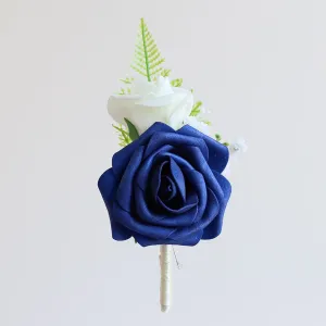 Royal Blue Prom Corsage Best Man Boutonniere Fake Rose