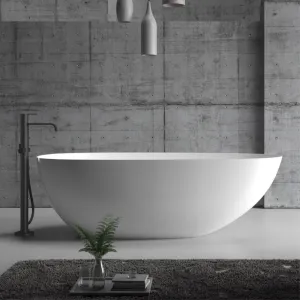 RUBI 1700mm Egg Shape Oval Freestanding Bath Matte White