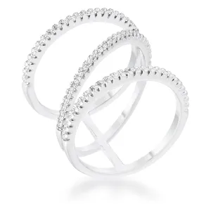 Shauna CZ Rhodium Wide Contemporary Ring | 0.5ct