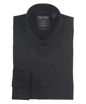 Solid Black Slim Fit Cotton Shirt