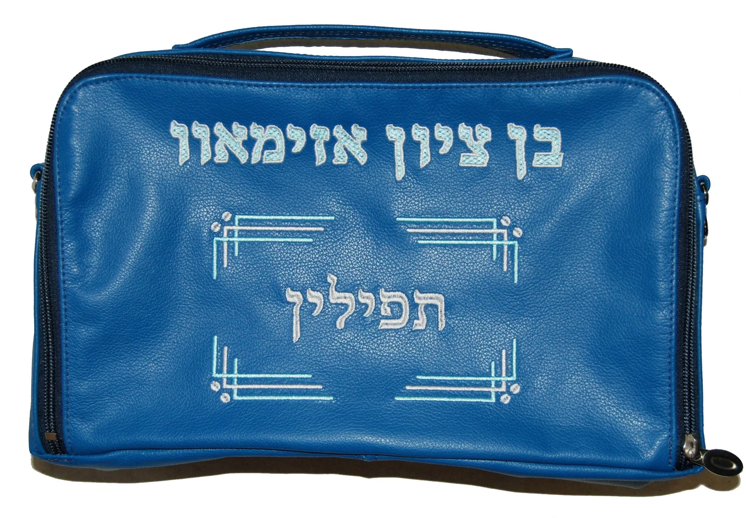 Solid Leather Travel Bag with Embroidery Design  TB110B-BL