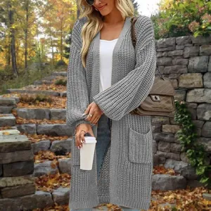 Stylish Loose Lantern Sleeve Women's Cardigan for Autumn & Winter