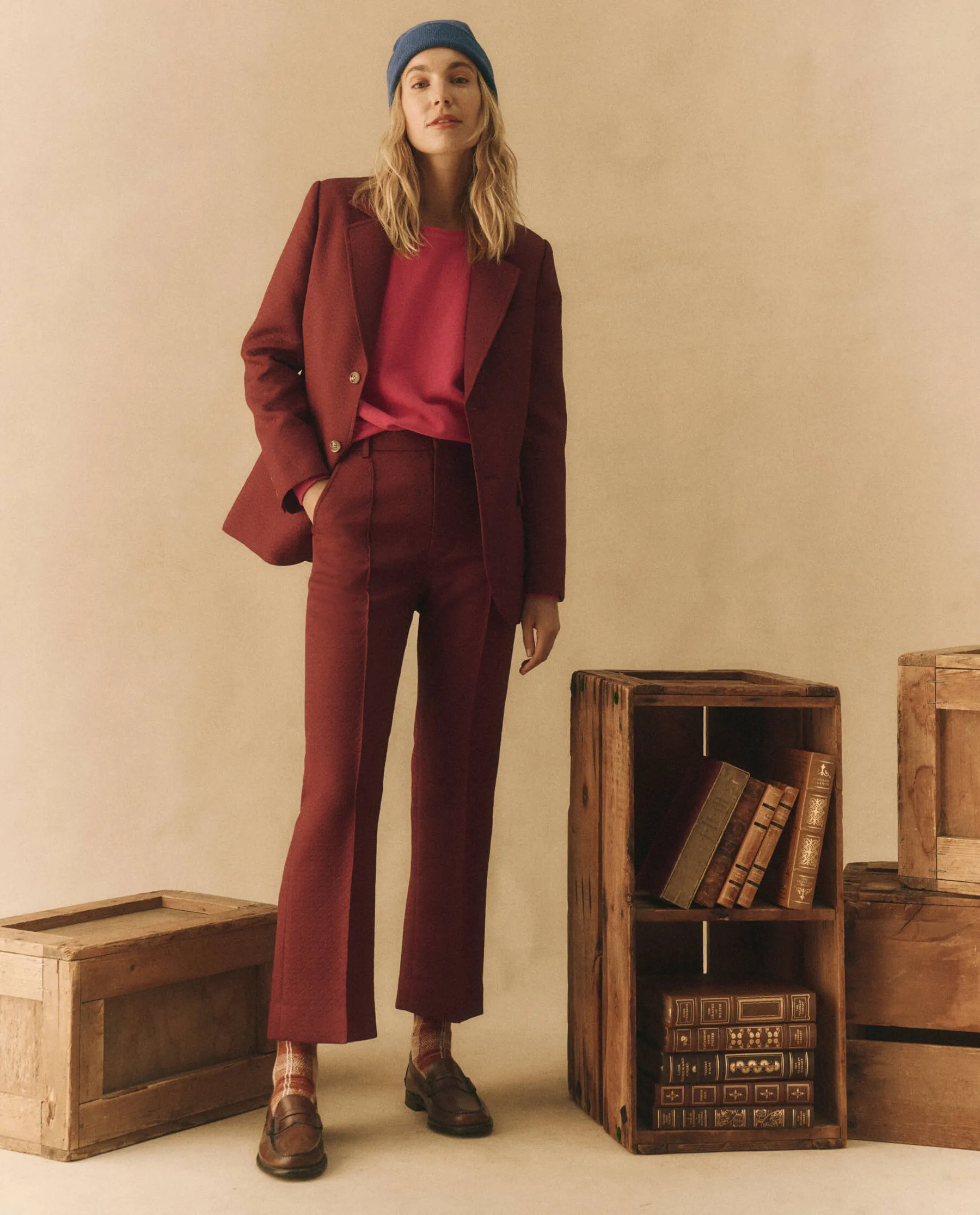 The Geo Jacquard Prim Trouser. -- Mulled Wine