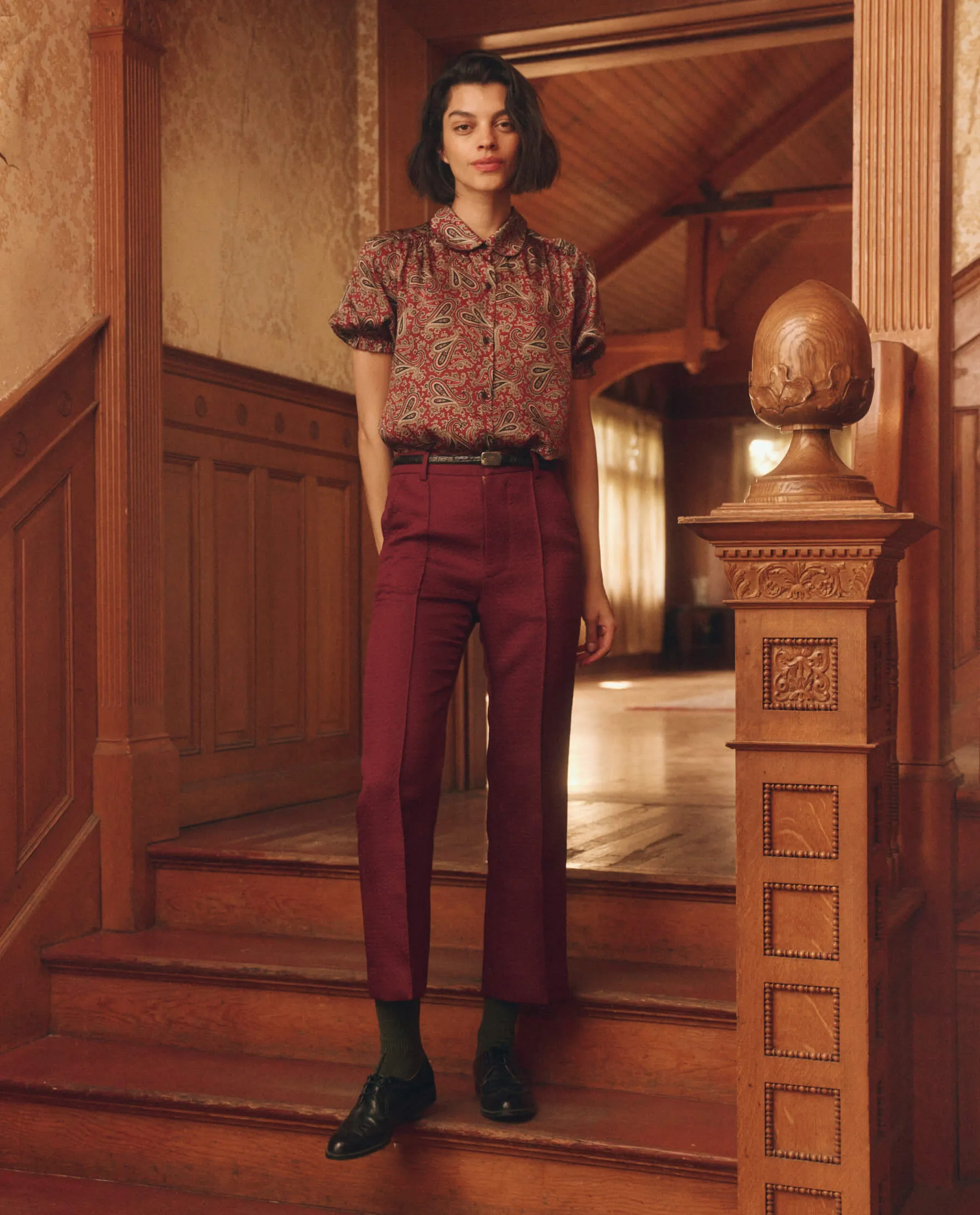 The Geo Jacquard Prim Trouser. -- Mulled Wine