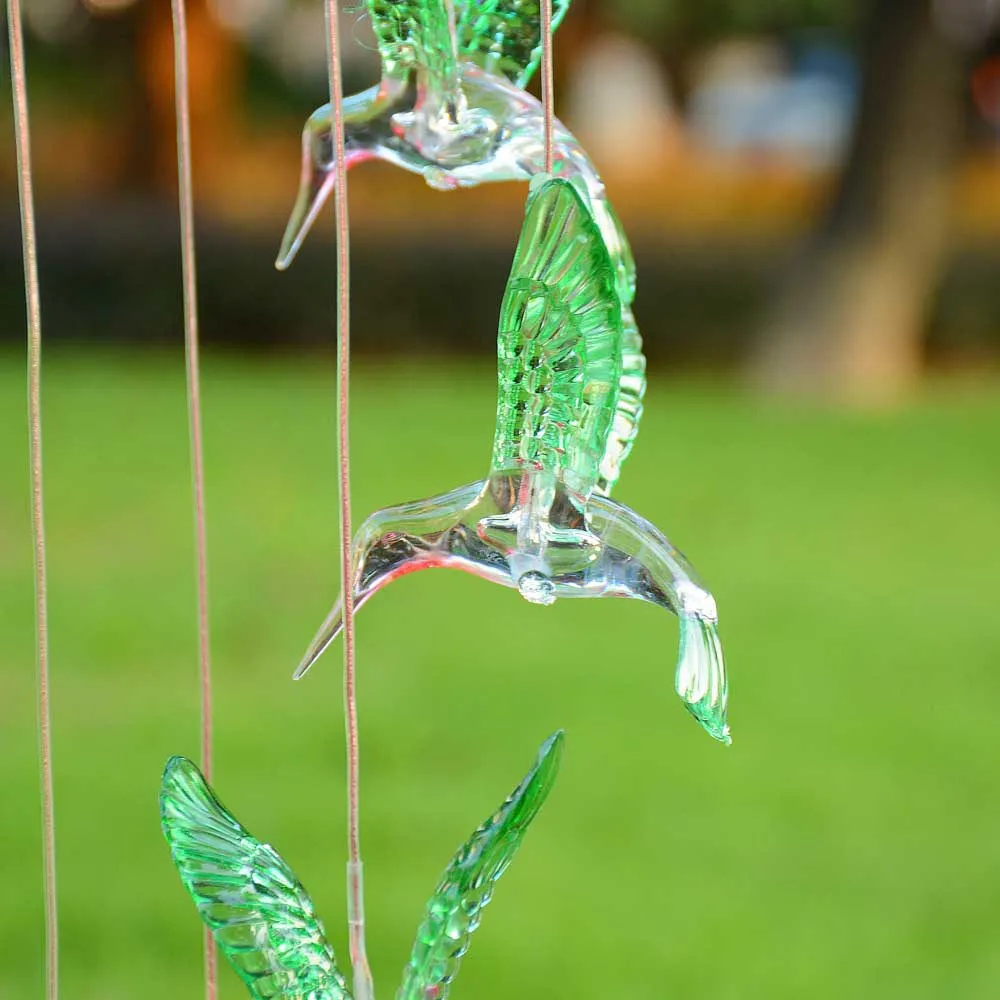 TheLAShop Hummingbird Solar Powered LED Light Wind Chime