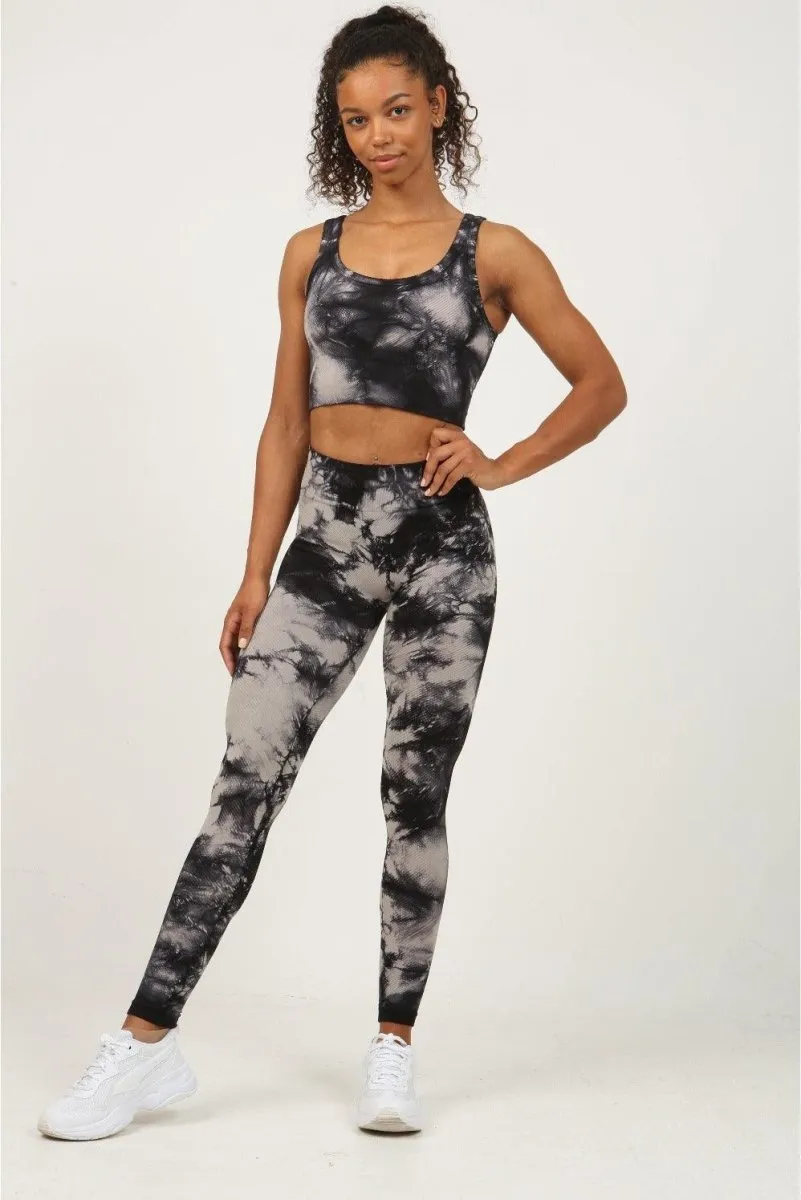 Tie Dye Sports Bra - Smoky Charcoal