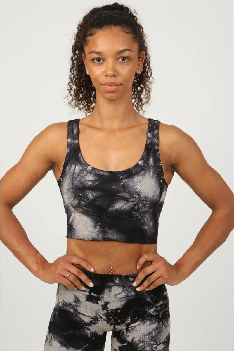 Tie Dye Sports Bra - Smoky Charcoal