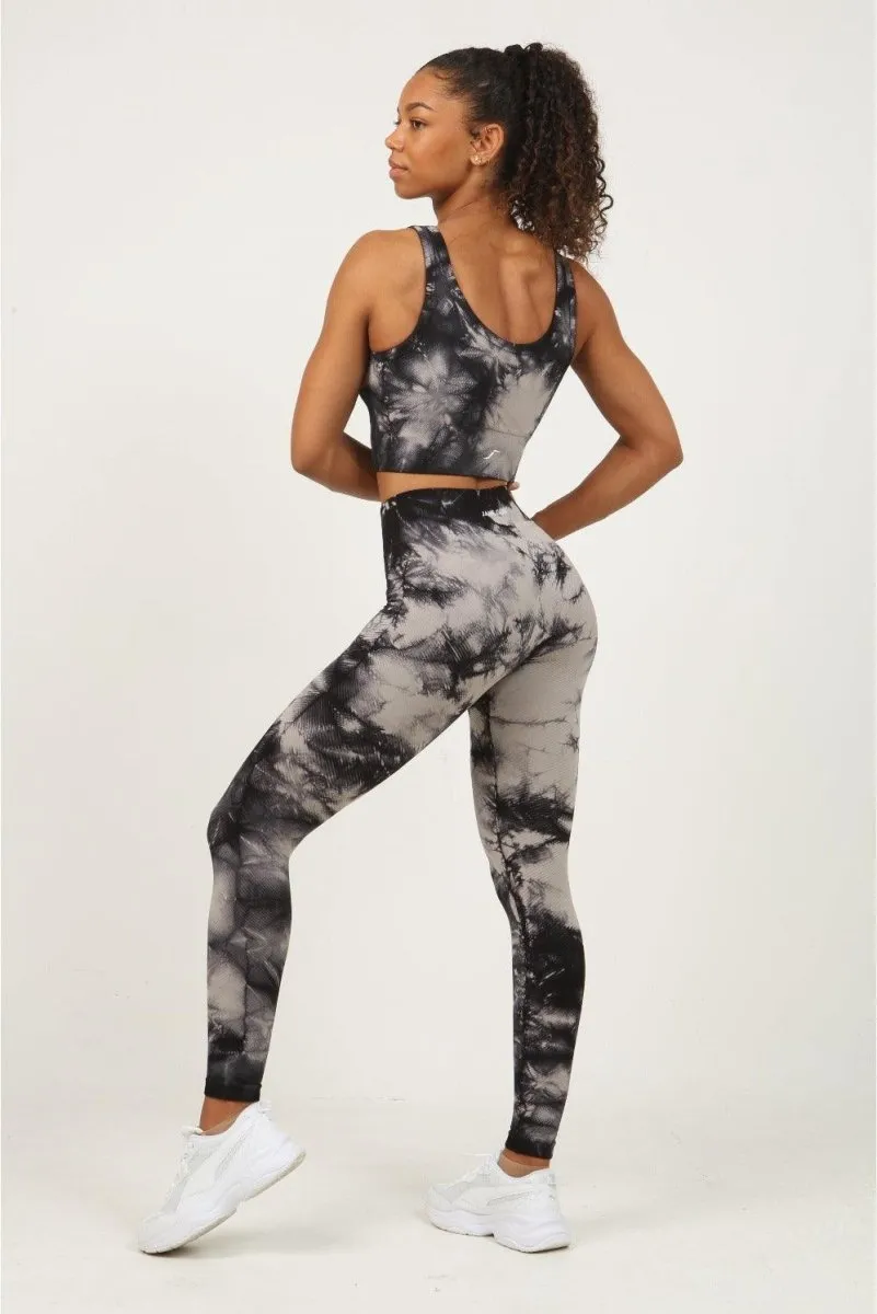 Tie Dye Sports Bra - Smoky Charcoal