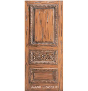 Tuscany - Spanish Distress Design with Decorative Carving Entry Solid Wood Door