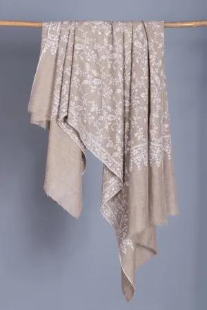 White and Beige Cashmere Shawl - DELOS